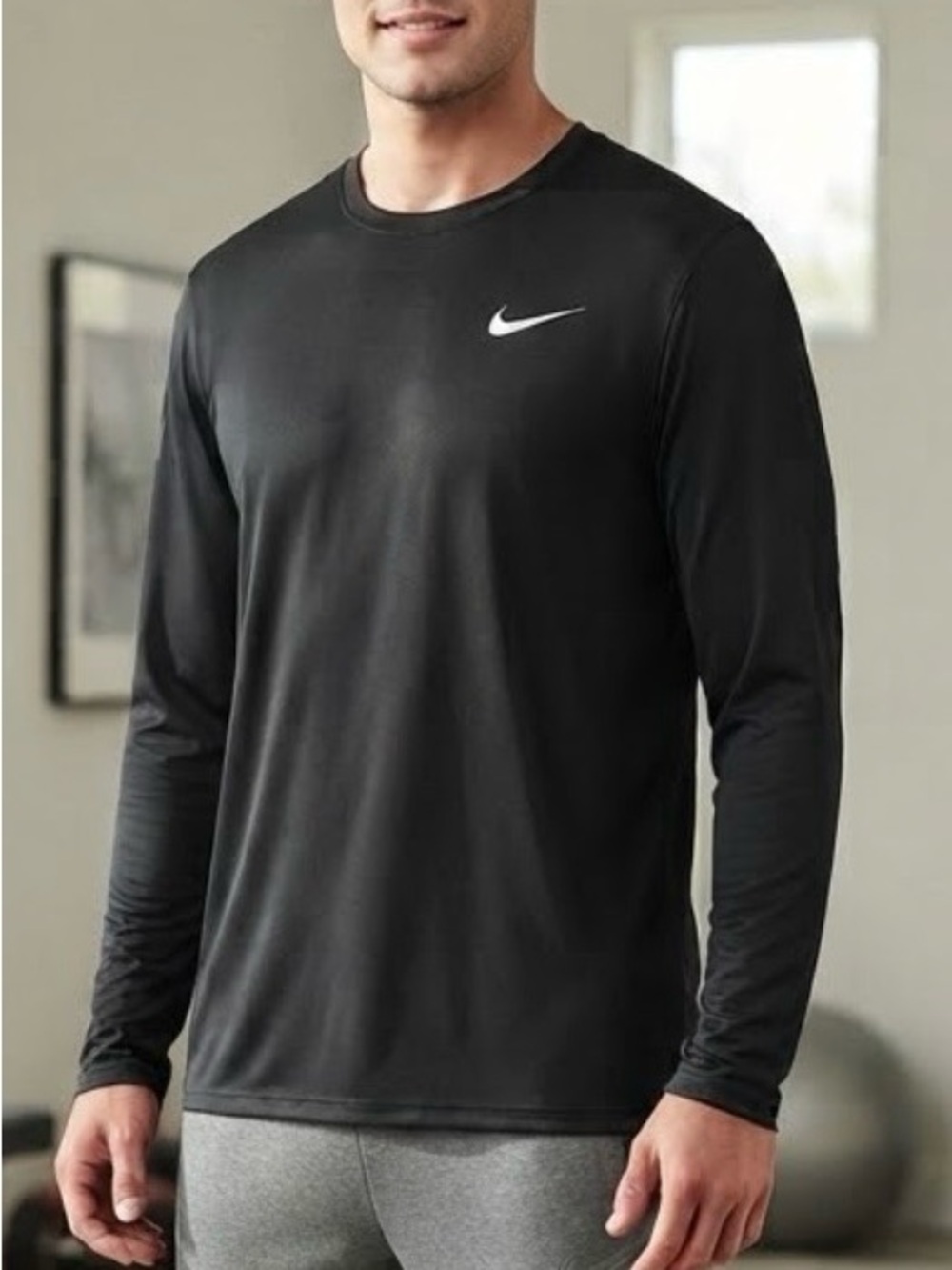 Nike Men's Dri-FIT Black Long Sleeve Athletic Workout Shirt XXL
